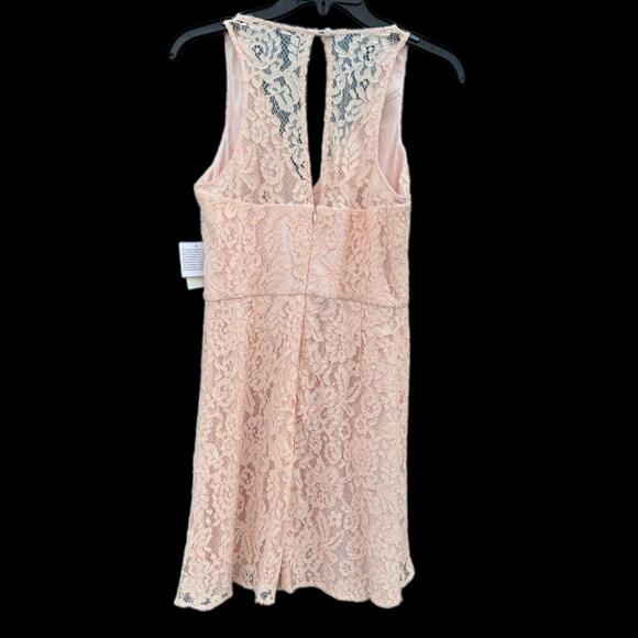 NWT AIDAN MATTOX ~ Pink Lace Illusion Bodice Keyhole Flare Party Dress Sz 4 - Picture 7 of 11